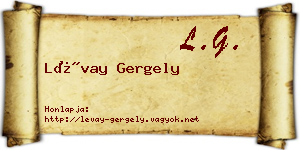 Lévay Gergely névjegykártya