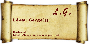 Lévay Gergely névjegykártya